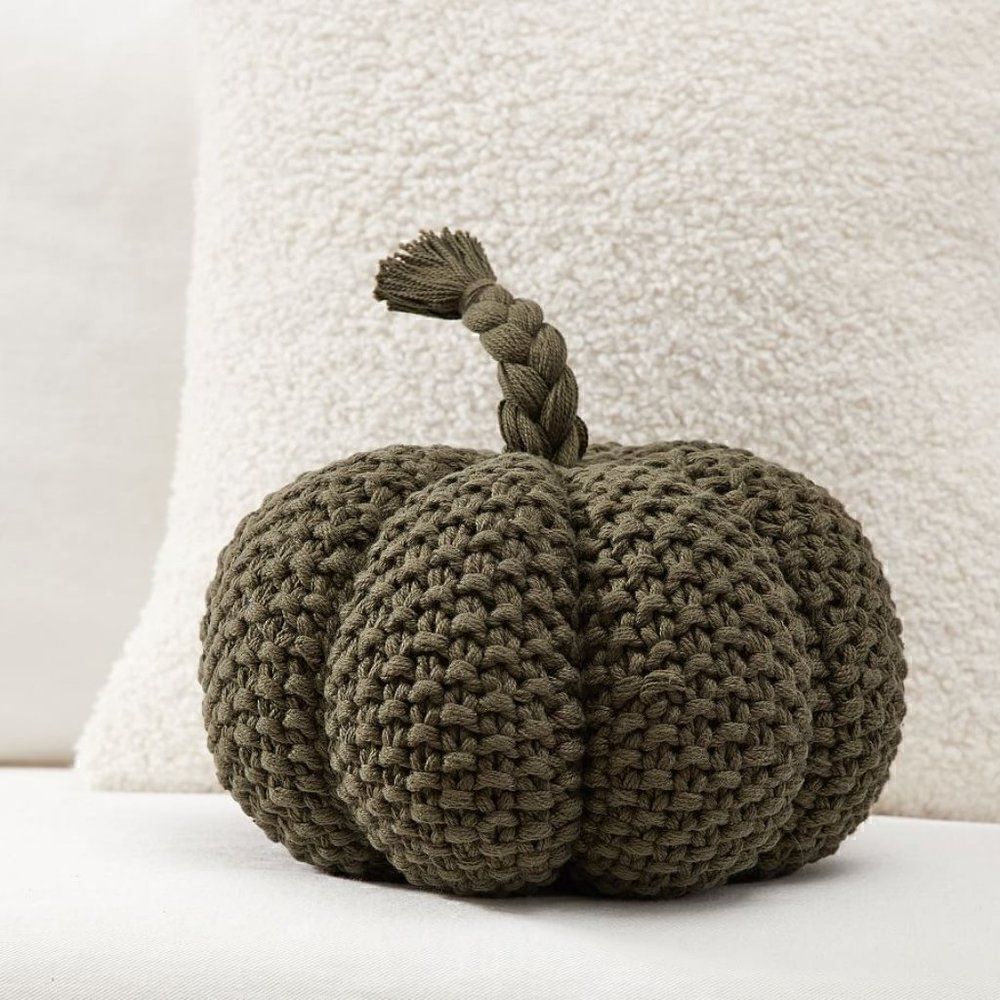 Pottery Barn Seedstitch Pumpkin Pillow Loden